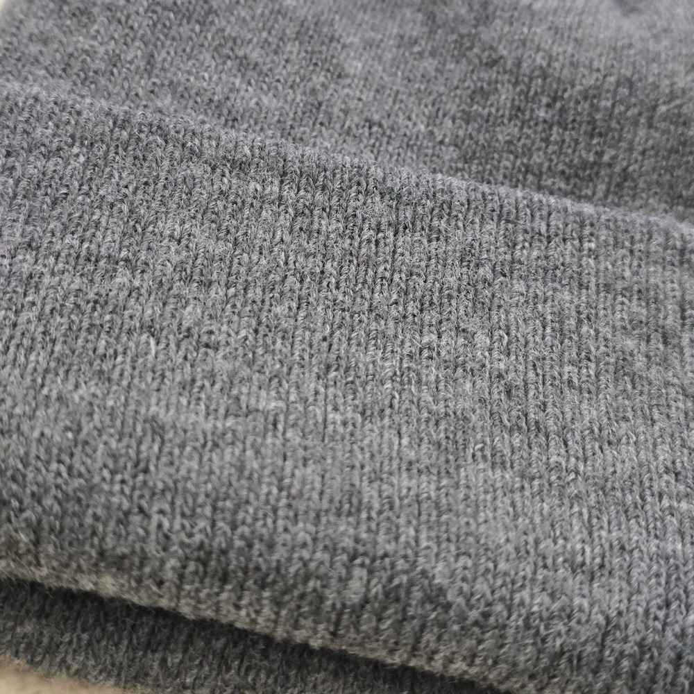Vintage Heavyweight Heather Gray Knit Beanie Hat – Double Layer Watch Cap - Picture 3 of 5